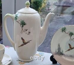 Vintage Antique Royal Doulton The Coppice Coffee Set Pot Milk Jug Pheasant 1942