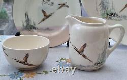 Vintage Antique Royal Doulton The Coppice Coffee Set Pot Milk Jug Pheasant 1942