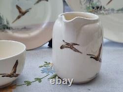 Vintage Antique Royal Doulton The Coppice Coffee Set Pot Milk Jug Pheasant 1942