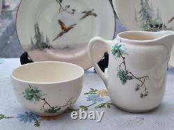 Vintage Antique Royal Doulton The Coppice Coffee Set Pot Milk Jug Pheasant 1942