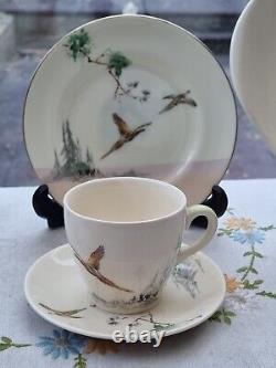 Vintage Antique Royal Doulton The Coppice Coffee Set Pot Milk Jug Pheasant 1942