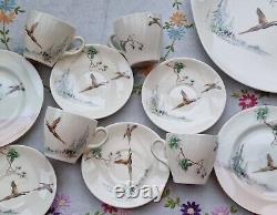Vintage Antique Royal Doulton The Coppice Coffee Set Pot Milk Jug Pheasant 1942