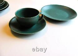 Vintage Arabia Finland 24h Set of 3 Green Coffee cups, saucers and cake plates