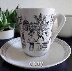 Vintage Arabia Finland EMILIA Set 4 Tea Coffee Cups & Saucers Raija Uosikkinen