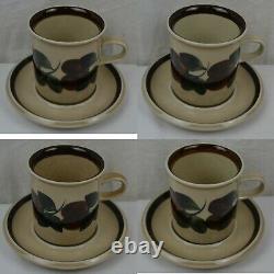 Vintage Arabia Finland Pottery Ruija 4 x Small Coffee Cup & Saucer Set 2