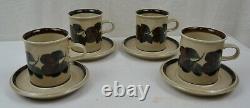 Vintage Arabia Finland Pottery Ruija 4 x Small Coffee Cup & Saucer Set 2