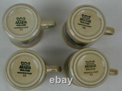 Vintage Arabia Finland Pottery Ruija 4 x Small Coffee Cup & Saucer Set 2