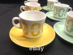 Vintage Arabia of Finland Coffee Cup/Mug and Saucer Set of 6! Mid Century Green