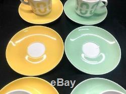 Vintage Arabia of Finland Coffee Cup/Mug and Saucer Set of 6! Mid Century Green
