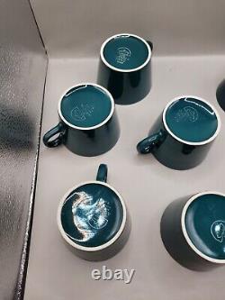 Vintage Arabia of Finland Dark Green Coffee Cup with Saucer Set 17 Pieces
