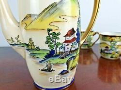 Vintage Art Deco Noritake Tea Coffee Set Japan Hand Painted Oriental Fine China