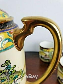 Vintage Art Deco Noritake Tea Coffee Set Japan Hand Painted Oriental Fine China