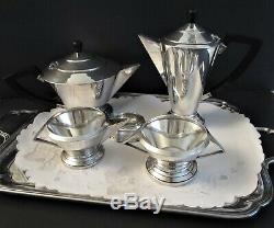 Vintage Art Deco Silver Plate (EPNS) Tea & Coffee Set 4 piece