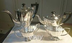 Vintage Art Deco Silver Plate Sheffield England 4 Piece Coffee Tea Set Crafton