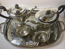 Vintage Art Deco Silver Plated Tea/Coffee Set 5 Items E H PARKIN & Co c1920-1930