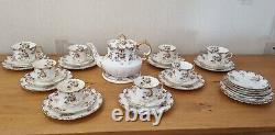 Vintage Aynsley Bone China 34 Piece Tea Set, Tea Pot, Cup, Saucer, Floral Flower