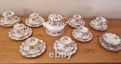 Vintage Aynsley Bone China 34 Piece Tea Set, Tea Pot, Cup, Saucer, Floral Flower