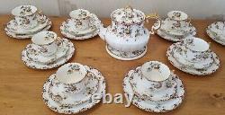 Vintage Aynsley Bone China 34 Piece Tea Set, Tea Pot, Cup, Saucer, Floral Flower