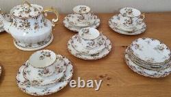 Vintage Aynsley Bone China 34 Piece Tea Set, Tea Pot, Cup, Saucer, Floral Flower