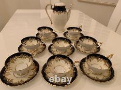 Vintage Aynsley Tea /Coffee Set for 8 Cobalt/ blue/gold/white. England