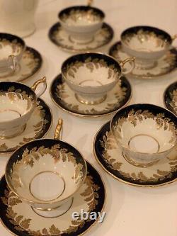 Vintage Aynsley Tea /Coffee Set for 8 Cobalt/ blue/gold/white. England