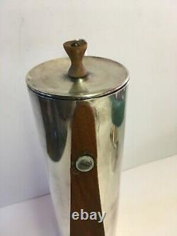 Vintage BB Coffee / Tea Set Sugar Creamer with Lid Wood Handles Stamped MCM Rare