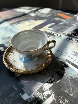 Vintage Bareuther Bavaria Venecia Panorama 17 piece Gold Tea Set Very Good