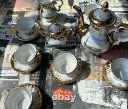 Vintage Bareuther Bavaria Venecia Panorama 17 pieces Gold Tea Set Bone China 2