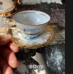 Vintage Bareuther Bavaria Venecia Panorama 17 pieces Gold Tea Set Bone China 2