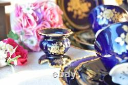 Vintage Bareuther Echt Cobalt Bavaria Porcelain Coffee Set 6 Cups Germany 24 Pcs