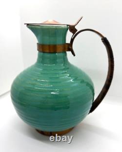 Vintage Bauer Pottery Green Coffee Tea Carafe Ring Pattern PERFECT CONDITION