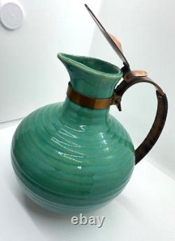 Vintage Bauer Pottery Green Coffee Tea Carafe Ring Pattern PERFECT CONDITION
