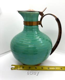 Vintage Bauer Pottery Green Coffee Tea Carafe Ring Pattern PERFECT CONDITION