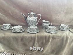 Vintage Bavaria China Tea/Coffee Set Silver And White Floral