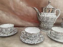 Vintage Bavaria China Tea/Coffee Set Silver And White Floral