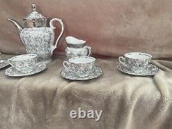 Vintage Bavaria China Tea/Coffee Set Silver And White Floral