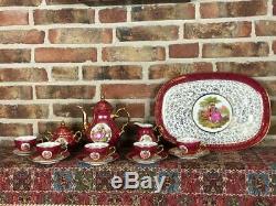 Vintage Bavaria Coffee Set gold plated and hand painted (5 persons) with Tray
