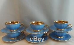 Vintage Bavaria Germany Cobalt Blue Gold Filigree 15 Piece Coffee Set