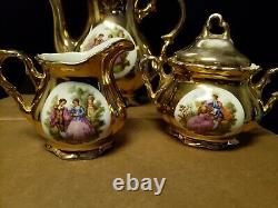 Vintage Bavaria Germany Gold Fragonard Demitasse Coffee/tea Set 9 Pieces