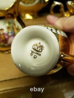 Vintage Bavaria Germany Gold Fragonard Demitasse Coffee/tea Set 9 Pieces