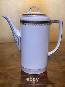 Vintage Bavaria Gold Border Print Coffee Pot & Coffee Cups Set