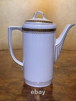 Vintage Bavaria Gold Border Print Coffee Pot & Coffee Cups Set