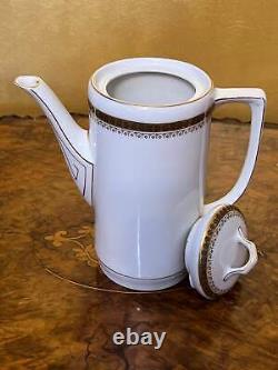 Vintage Bavaria Gold Border Print Coffee Pot & Coffee Cups Set