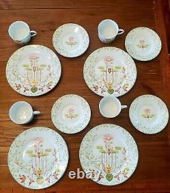 Vintage Beautiful Limoges Ceralene Coffee Cup Saucer & Plate Set for 4