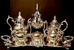 Vintage Birmingham Silver Co. Monumental 7 Piece Silverplate Tea and Coffee Set