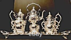 Vintage Birmingham Silver Co. Monumental 7 Piece Silverplate Tea and Coffee Set