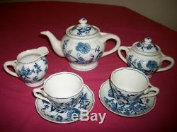 Vintage Blue Danube Porcelain Tea Coffee Set Ribbon Markings Reg. U. S. Pat. Off