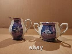Vintage Blue & White with Gold Trim Tea/Coffee Set 16 Pieces Total