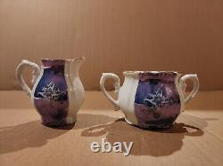 Vintage Blue & White with Gold Trim Tea/Coffee Set 16 Pieces Total