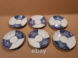 Vintage Blue & White with Gold Trim Tea/Coffee Set 16 Pieces Total